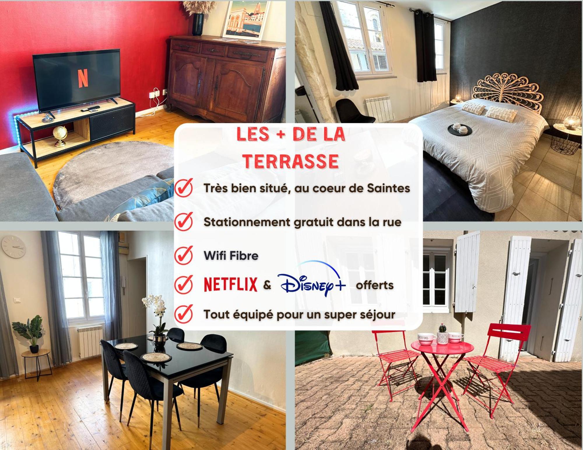 La Terrasse - Parking Gratuit - Fibre - Rdc - Centre Ville Saintes Kültér fotó